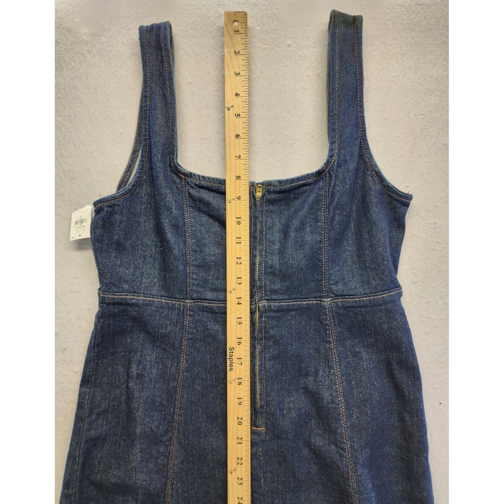 Old Navy Womens Dark Wash Denim Midi Fit and Flare Square Neck Dress Small NWT - Picture 5 of 10